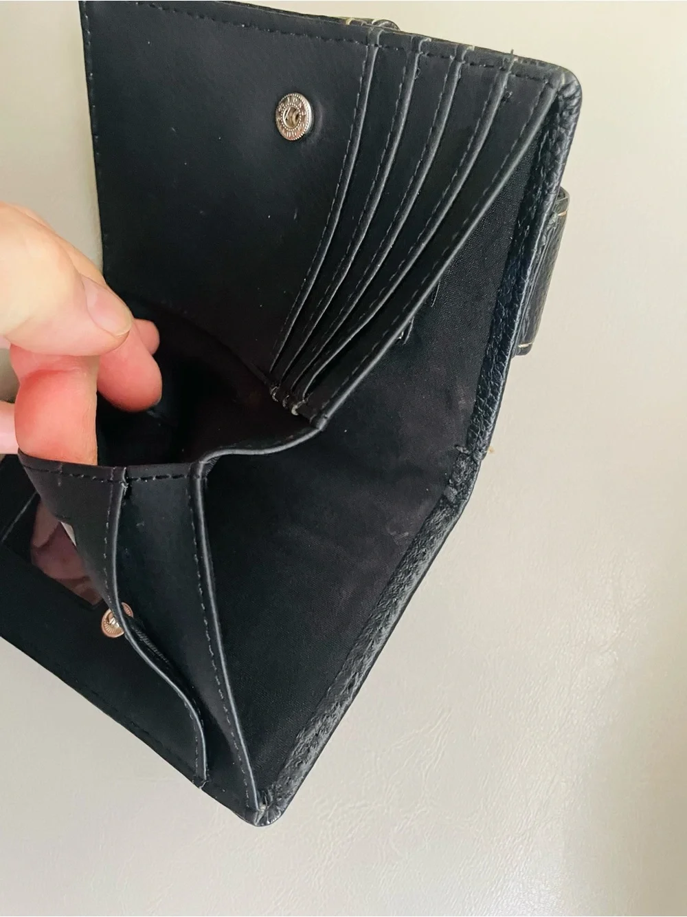 Gianni Bini Black Leather Wristlet Phone Pouch with Strap